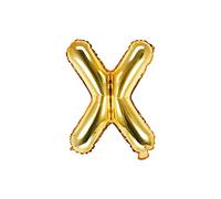PartyDeco-FB2M-X-019 Ballon en Mylar en Forme de Lettre X Doré 35 cm