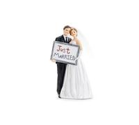 PartyDeco Figurine de gâteau de mariage 14,5 cm - Figurines de couple de mariés Just Married Figurine de mariage pour gâteau Just Married, 15 cm - Figurines de gâteau de mariage blanc noir