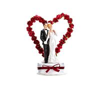 PartyDeco Figurine de mariée avec cœur et roses – noir et blanc – 15 cm