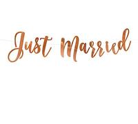 PartyDeco - Guirlande avec inscription « Just Married » - Or rose