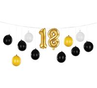 PartyDeco Guirlande de ballons 3 en 1 - Noir doré 260 x 32 cm | 18e anniversaire