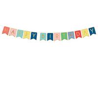 PartyDeco® Guirlande de fanions colorés avec Inscription Happy Birthday Doré 175 cm