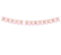 PartyDeco - Guirlande de fanions roses avec inscription Happy Birthday en or 175 cm, couleur : GRL57-081J