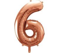 PartyDeco Helium Ballon - Décoration d'anniversaire - Ballon en plastique - Chiffre 6 - Or Rose - 86 cm