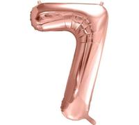 PartyDeco Hélium Ballon - Décoration d'anniversaire - Ballon en plastique - Chiffre 7 - Or Rose - 86 cm