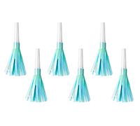 PartyDeco HOR1-011 Lot de 6 trompettes sifflets avec Franges Bleues pour fêtes et Anniversaires