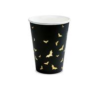 PartyDeco KPP20-EU1 - Gobelets en papier - Halloween - Noir avec chauve-souris doré - 220 ml - Lot de 6