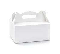 PartyDeco Lot de 10 boîtes à gâteau décoratives blanches 19 x 14 x 9 cm, Blanc.