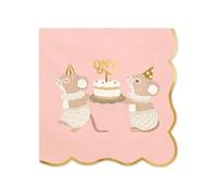 PartyDeco Lot de 12 serviettes de table en papier - 33 x 33 cm - 2 couches - Qualité supérieure et durable - Serviettes de table jetables comme anniversaire - Serviettes en papier pour 1 anniversaire