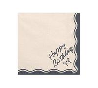 PartyDeco Lot de 12 serviettes de table en papier - 33 x 33 cm - 2 couches - Qualité supérieure et durable - Serviettes de table jetables pour anniversaire - Happy Birthday