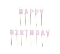 PartyDeco Lot de 13 bougies d'anniversaire « Happy Birthday » violettes - 2,5 cm