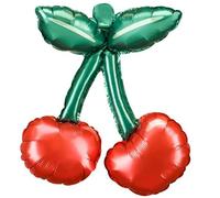 Lot de 3 ballons gonflables Cerises - Rouge et vert - 28 x 31 cm - Gonflage à l'air - Décoration de fête