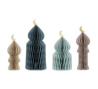 PartyDeco Lot de 4 décorations de Table en nid d'abeille pour l'Aïd Mubarak | Centres de Table Traditionnels du Ramadan | Décorations de fête de l'Aïd et décoration de célébration
