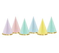 PartyDeco Lot de 6 chapeaux à cône couleur pastel