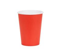 PartyDeco Lot de 6 gobelets en carton - 250 ml - Rouge uni