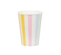 PartyDeco Lot de 6 gobelets en carton multicolores - 400 ml - Motif rayures