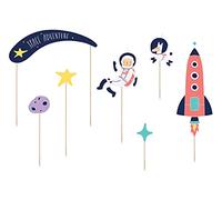 PartyDeco Lot de 7 décorations pour gâteau Space Adventure sur picks pour fêtes Thème Espace