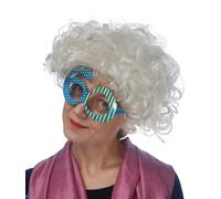 PartyDeco Lunettes en forme de Nombre 60 avec Pois et Rayures, Bleu/Jaune - okr9
