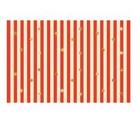 PartyDeco – Nappe en papier – Rayures Étoile Or – 180 x 120 cm – Rouge