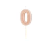 PartyDeco Numéro de bougie #0 - 6 cm - Rose poudré