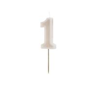 PartyDeco Numéro de bougie #1 - 6 cm - Gris