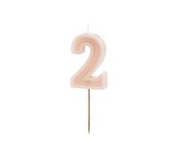 PartyDeco Numéro de bougie #2 - 6 cm - Rose poudré