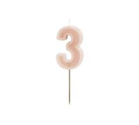 PartyDeco Numéro de bougie #3 - 6 cm - Rose poudré