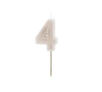 PartyDeco Numéro de bougie #4 - 6 cm - Gris