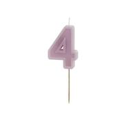 PartyDeco Numéro de bougie #4 - 6 cm - Violet