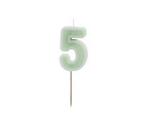 PartyDeco Numéro de bougie #5 - 6 cm - Vert