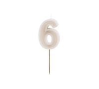 PartyDeco Numéro de bougie #6 - 6 cm - Gris