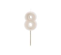 PartyDeco Numéro de bougie #8 - 6 cm - Gris