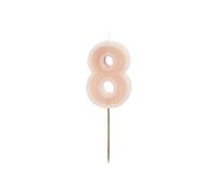 PartyDeco Numéro de bougie #8 - 6 cm - Rose poudré