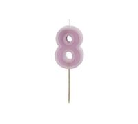 PartyDeco Numéro de bougie #8 - 6 cm - Violet