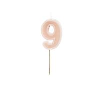 PartyDeco Numéro de bougie #9 - 6 cm - Rose poudré
