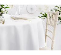 PartyDeco OBRO2 Nappe de Table en Tissu Anti-Taches, Ronde, Blanche, diamètre 280 cm