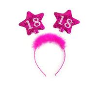 PartyDeco Serre-tête Anniversaire 18 ans OP18-karton avec plumes et étoiles pour fille