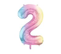 PartyDeco Party Decor Numéro 2 Arc-en-ciel 86cm FB1M-2-000P Ballons en aluminium Ballons en aluminium