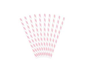 partydeco.pl 20 Pailles de fête en Papier Rayure Rose Clair