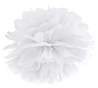 PartyDeco Pompon en Papier de Soie, Blanc, 35 cm