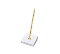 PartyDeco Porte-stylo blanc avec stylo doré pour inscriptions - Livre d'or - Salutations - Élégant stylo