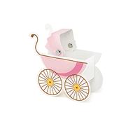 PartyDeco pudp4-r-karton - Lot de 10 boîtes Bomboniere Marque-Place en Forme de Landau