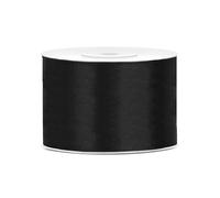 PartyDeco Ruban satin noir 50 mm x 25 m