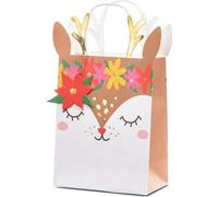 PartyDeco sac cadeau chevreuil, mélange, 20.5x30x10.5cm, sac d'emballage cadeau, marron, or, rouge, blanc, jaune, illustration, félicitations, or, blanc, 205 mm