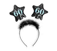 PartyDeco Serre-tête noir avec étoiles – 60 ans anniversaire
