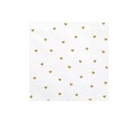 PartyDeco Serviettes de table blanches imprimées cœurs dorés – Anniversaire, Mariage, Saint-Valentin