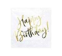PartyDeco Serviettes en papier SP33-79-008-019 Lot de 20 Blanc 33 x 33 cm pour fête d'anniversaire