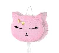 PartyDeco Piñata PIN11 Tête de chat Rose 37 x 27 cm à suspendre pour adultes