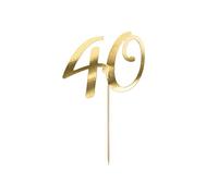 PartyDeco Toppers pour gâteau d'anniversaire 40 ans - Or - Hauteur : env. 20,5 cm