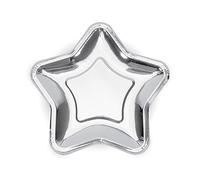 PartyDeco TPP11-018 CF 6 assiettes en forme d'étoile, argent